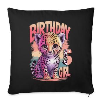 Mignon léopard aquarelle fille 5e anniversaire - Housse de coussin décorative 45 x 45 cm - noir - Devant