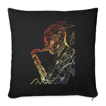 Saxophoniste Rétro - Housse de coussin décorative 45 x 45 cm - noir - Devant