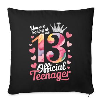 13th birthday teenager gift - Sofa pillowcase 17,3'' x 17,3'' (45 x 45 cm) - black - Front