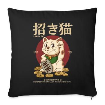 Maneki Neko - Sofakissenbezug 45 x 45 cm - Schwarz - Vorne