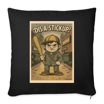 Petit gars dans une ruelle avec une batte de baseball - Housse de coussin décorative 45 x 45 cm - noir - Devant