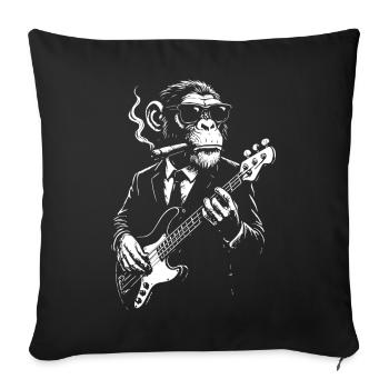 Rockin Monkey smoking cigar in a Sharp Suit - Sofa pillowcase 17,3'' x 17,3'' (45 x 45 cm) - black - Front
