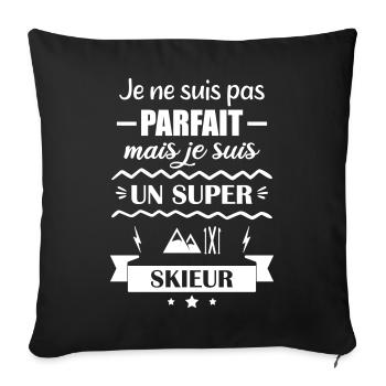 Super Skier Winter Mountain - Sofa pillowcase 17,3'' x 17,3'' (45 x 45 cm) - black - Front