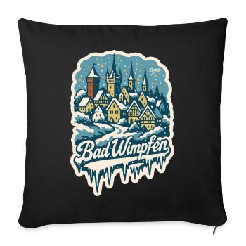 Paysage hivernal du Kraichgau de Bad Wimpfen - Housse de coussin décorative 45 x 45 cm - noir - Devant