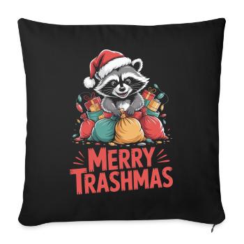 Merry Trashmas raton laveur Noël Humour Design - Housse de coussin décorative 45 x 45 cm - noir - Devant