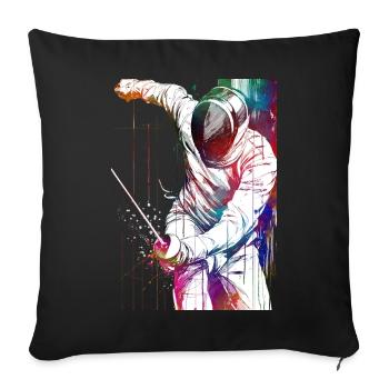 Fencing sport art #fencing #sport - Sofa pillowcase 17,3'' x 17,3'' (45 x 45 cm) - black - Front