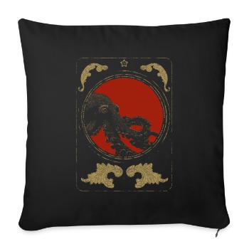 Pieuvre dans la Lune Rouge – Art déco Or - Housse de coussin décorative 45 x 45 cm - noir - Devant