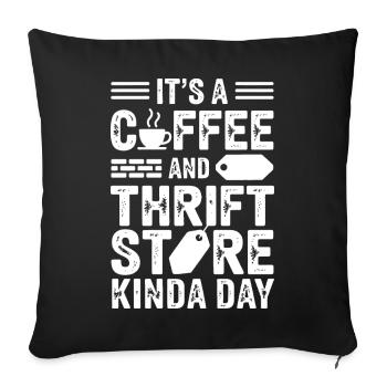 Coffee Thrift Store Day - Sofa pillowcase 17,3'' x 17,3'' (45 x 45 cm) - black - Front