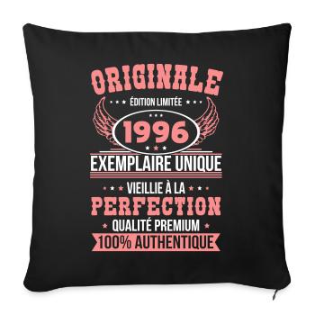 1996 – Exemplaire unique – Qualité premium - Housse de coussin décorative 45 x 45 cm - noir - Devant