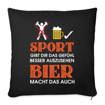 Le sport ? La bière fait pareil - Housse de coussin décorative 45 x 45 cm - noir - Devant