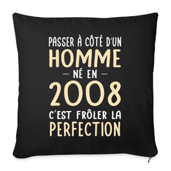 Né en 2008 – Frôler la perfection  - Housse de coussin décorative 45 x 45 cm - noir - Devant