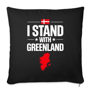 Greenland Flag Card Support - Sofa pillowcase 17,3'' x 17,3'' (45 x 45 cm) - black - Front