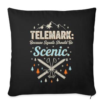 Telemark Ski Squats drôles Scenic Rétro Vintage - Housse de coussin décorative 45 x 45 cm - noir - Devant