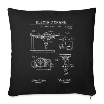 Industrial Crane Blueprint - Sofa pillowcase 17,3'' x 17,3'' (45 x 45 cm) - black - Front