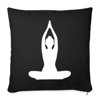 Yoga Silhouettes Méditation Blanche - Housse de coussin décorative 45 x 45 cm - noir - Devant