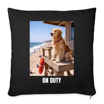 On Duty Golden Retriever Lifeguard Dog Meme - Sofa pillowcase 17,3'' x 17,3'' (45 x 45 cm) - black - Front