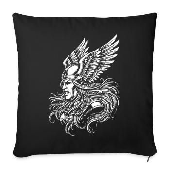Valkyrie Norse Warrior Mascot Viking Woman - Sofa pillowcase 17,3'' x 17,3'' (45 x 45 cm) - black - Front