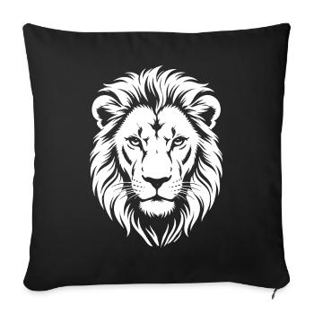 Löwenkopf Kontrastsilhouette - Sofakissenbezug 45 x 45 cm - Schwarz - Vorne