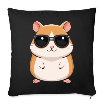 Cool Hamster with Sunglasses - Sofa pillowcase 17,3'' x 17,3'' (45 x 45 cm) - black - Front