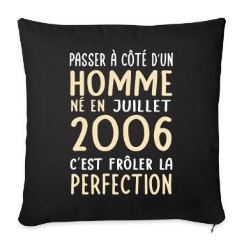 Anniversaire 20 ans - Né en Juillet 2006 - Housse de coussin décorative 45 x 45 cm - noir - Devant