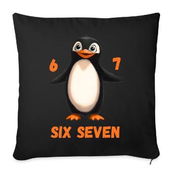 Six Seven 67 Penguin Funny Meme Design - Sofa pillowcase 17,3'' x 17,3'' (45 x 45 cm) - black - Front