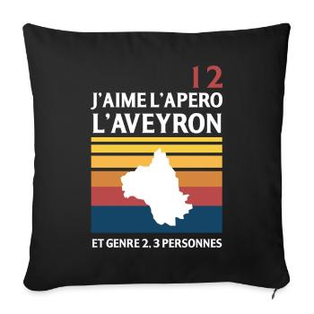 J Aime L Apero L Aveyron Et Genre 2 3 Personnes... - Housse de coussin décorative 45 x 45 cm - noir - Devant