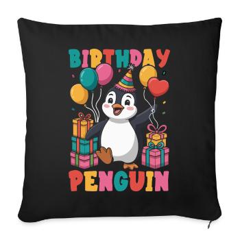 Pingouin mignon - Cadeau pour l’amoureux des manchots - Housse de coussin décorative 45 x 45 cm - noir - Devant