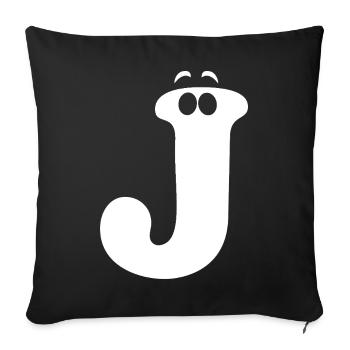 Large J Style Print | Letter J funny J logo - Sofa pillowcase 17,3'' x 17,3'' (45 x 45 cm) - black - Front
