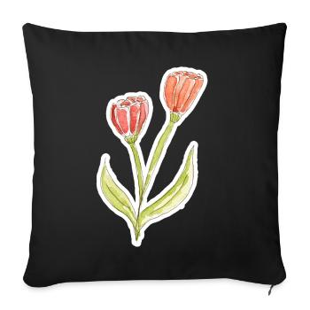 Wasserfarbene Tulpe - Sofakissenbezug 45 x 45 cm - Schwarz - Vorne