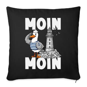 Moin Moin Norden - Maritimes Norddeutsch Design - Sofakissenbezug 45 x 45 cm - Schwarz - Vorne