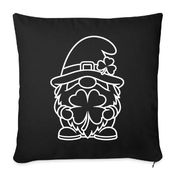 Cute dwarf with lucky clover - Sofa pillowcase 17,3'' x 17,3'' (45 x 45 cm) - black - Front