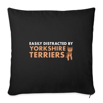 Facilement distrait par Yorkshire Terrier - Housse de coussin décorative 45 x 45 cm - noir - Devant