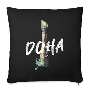 "Illustration détail Stade Sheikh Khalifa, Doha - Housse de coussin décorative 45 x 45 cm - noir - Devant