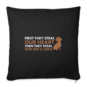 First They Steal Our Heart Dachshund - Sofakissenbezug 45 x 45 cm - Schwarz - Vorne