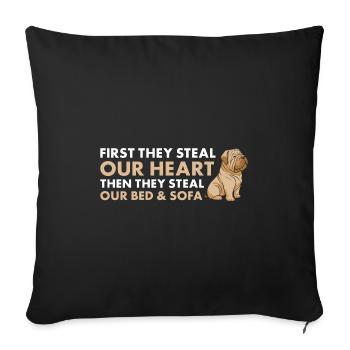 Ils volent notre cœur Shar Pei - Housse de coussin décorative 45 x 45 cm - noir - Devant
