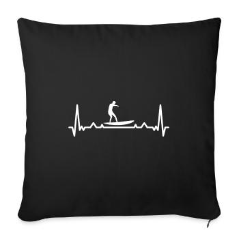 Sport Heartbeat Surfing - Sofa pillowcase 17,3'' x 17,3'' (45 x 45 cm) - black - Front