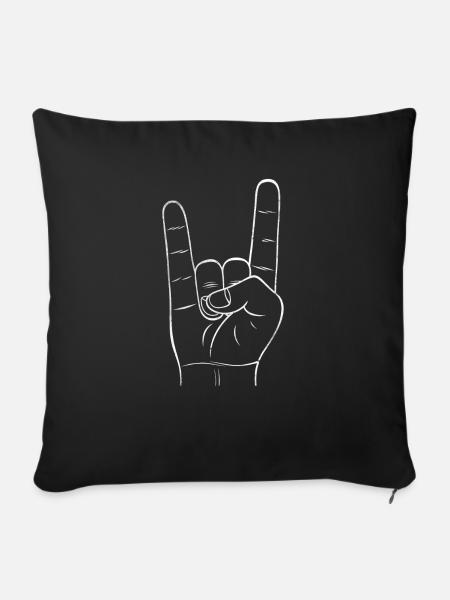Fingerzeichen Rock Heavy Metal shirt Geschenk - Sofakissenbezug 45 x 45 cm - Schwarz