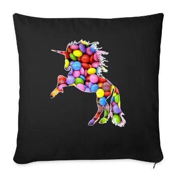 Unicorn Colorful Color Smarties - Sofa pillowcase 17,3'' x 17,3'' (45 x 45 cm) - black - Front