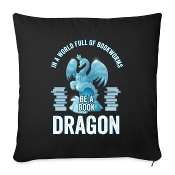 Bookworm Bookdragon Books Dragon Book Fan Reading Fan - Sofa pillowcase 17,3'' x 17,3'' (45 x 45 cm) - black - Front