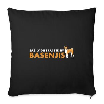 Chien facilement distrait par Basenji - Housse de coussin décorative 45 x 45 cm - noir - Devant