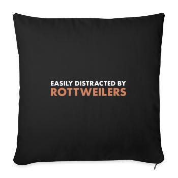 Facilement distrait par Rottweiler - Housse de coussin décorative 45 x 45 cm - noir - Devant