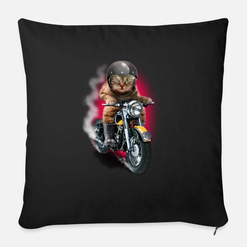 CAT RIDER - Sofakissenbezug 45 x 45 cm - Schwarz
