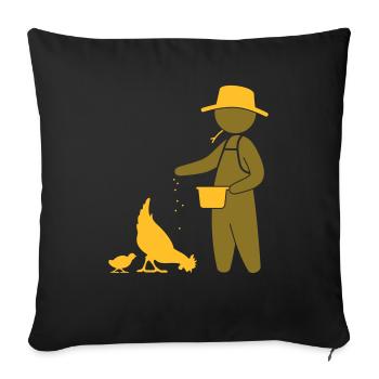 Farmer feeding the chickens - Sofa pillowcase 17,3'' x 17,3'' (45 x 45 cm) - black - Front
