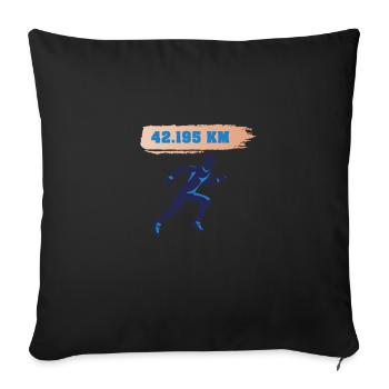 Marathon Läufer Running Finisher 42.195 KM ORANGE - Housse de coussin décorative 45 x 45 cm - noir - Devant