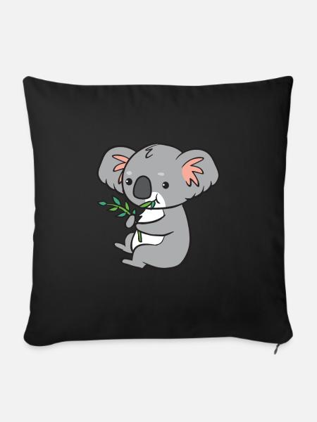 Koala - isst Eukalyptus - Sofakissenbezug 45 x 45 cm - Schwarz