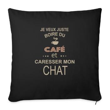 Humour chat - Housse de coussin décorative 45 x 45 cm - noir - Devant