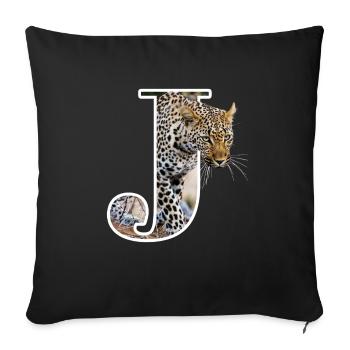 J J Jaguar Alphabet Tiere - Sofakissenbezug 45 x 45 cm - Schwarz - Vorne