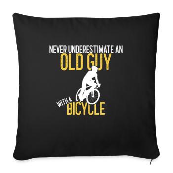 Ne sous-estimez jamais un vieux gars avec un vélo - Housse de coussin décorative 45 x 45 cm - noir - Devant