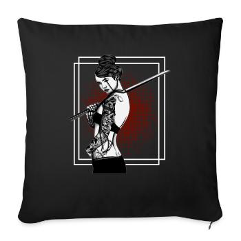 gothik manga anime guerrier samouraï japon vague - Housse de coussin décorative 45 x 45 cm - noir - Devant