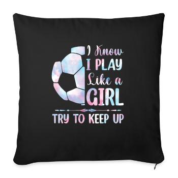 Soccer Girls - Sofa pillowcase 17,3'' x 17,3'' (45 x 45 cm) - black - Front